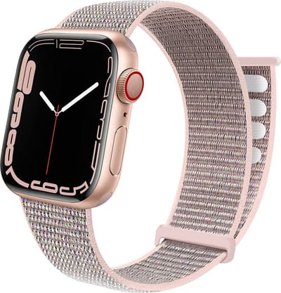 Strap-it Nylon Loop band - Geschikt voor Apple Watch bandje - Series 1/2/3/4/5/6/7/8/9/10/11/SE/SE2/SE3 - Roze - Nylon bandje met klittenband - Stof iWatch bandje voor maat: 38 / 40 / 41 / 42mm