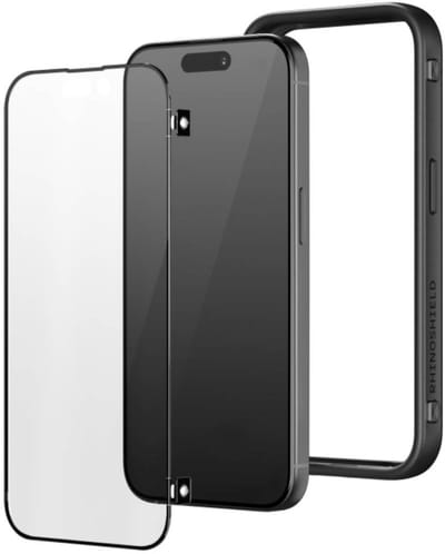 Rhinoshield, Hoesje geschikt voor iPhone 14 Pro - Rhinobuff Series Gamer Set Screenprotector & Bumper, Zwart