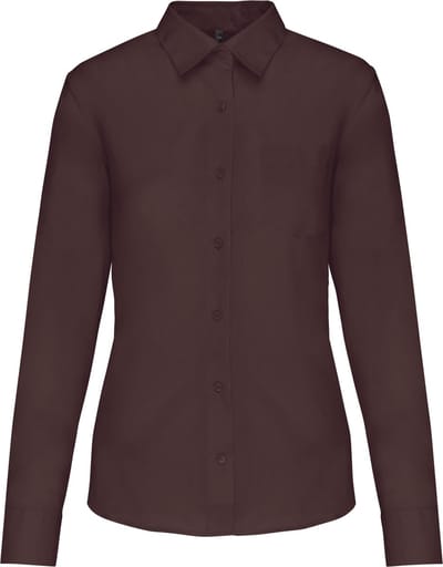 Kariban Overhemd in onderhoudsvriendelijk polykatoen-popeline dames K549 - brown - 3XL