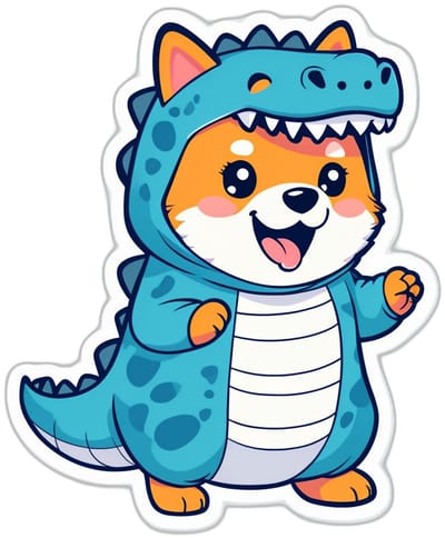 4one6 industries - Schattige Shiba Inu als Dinosaurus Sticker