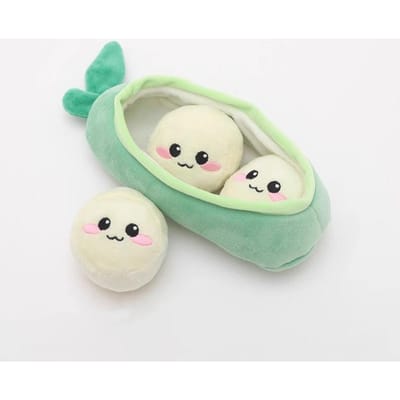 Jouet d'occupation en peluche douce en forme de cosse de petit pois pour animaux de compagnie, couinant, résistant aux morsures, pour l'usure des dents, soulagement de l'anxiété, accessoire interactif pour l'éducation des chiots vert
