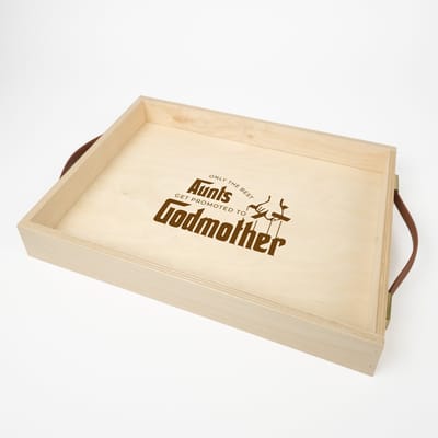 STERK - Houten dienblad - Dienblad - Dienblad met handvaten - Houten dienblad rechthoek - GODMOTHER - Wil je mijn meter zijn - Cadeau meter - Meter - Meter worden - Wil je mijn meter zijn