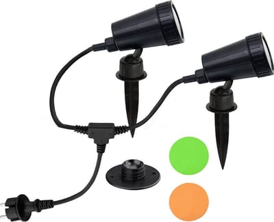 Trango 2-vlam 3077 spot IP44 buitenlamp *SOPHIA* incl. 2x 3 Watt GU10 LED lamp – 3000K warm wit & 2 meter voedingskabel als vijverspot, tuinlamp, buitenlamp, padverlichting