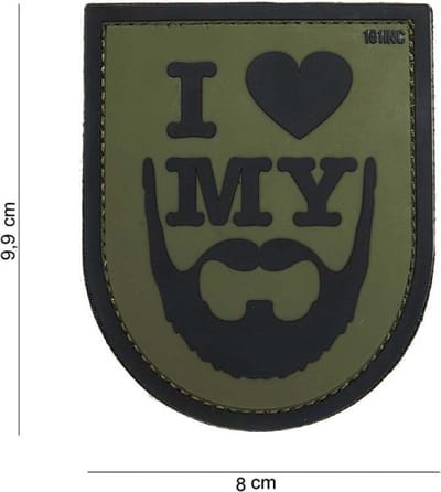 101 Inc Embleem 3D Pvc I Love My Beard Groen  14043