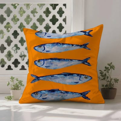 S-Sardines Kunst Kussensloop Anti-huisstofmijt Kussensloop Onzichtbare Rits Zijdezacht Kort Pluche Sofa Kussenhoes 45x45cm
