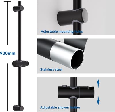 Auralum max Glijstang - 90 cm - Verstelbaar - Universal Douchestang - Douche Glijstang - Eenvoudige Installatie - Zwart