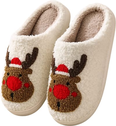 Kerst Eland Slippers – Warme Huissokken voor Dames en Heren – Antislip Winterpantoffels – Maat 38-39 – Schattig en Comfortabel voor Thuis