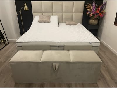 Elektrische Boxspring XXL 140x200 Lucca incl. Meegestofferde 7-zones Pocketvering matrassen & HR55 Micropocketvering splittopper.