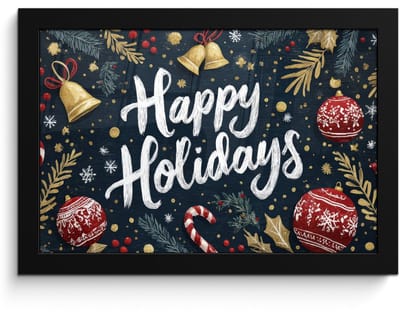 Poster in lijst - Fotolijst 30x20 cm - Posters - Feestelijk - Kerstgroet - Kleurrijk - Posterlijst zwart - Decoratie - Wanddecoratie woonkamer - Muurdecoratie slaapkamer - Kerstversiering - Kerstdecoratie voor binnen - Kerstmis