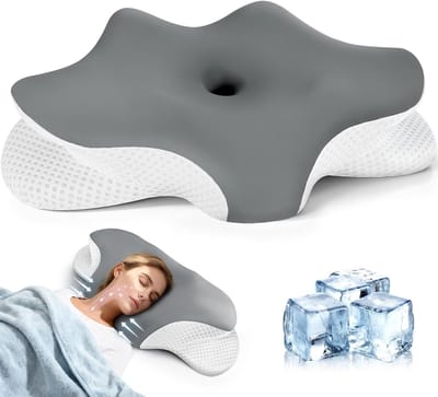 Dailygoods - Nekkussen, hoofdkussen, traagschuimkussen, ergonomisch hoofdkussen voor zijkanten, rug, buikslapers met 2 afneembare overtrek, grijs