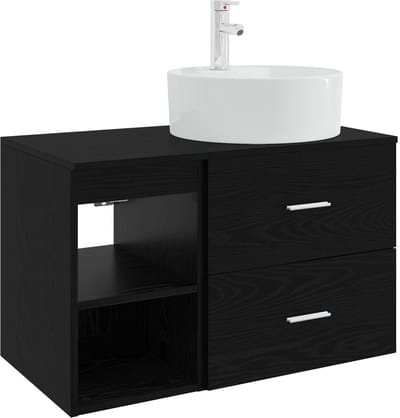 vidaXL - Badkamermeubel - Set - 2 - st - Zwart - eiken - Bewerkt - hout