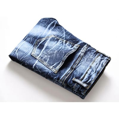 Jeans homme jean Slim élastique droit plissé jean moto pantalon blanc pantalon homme 34 bleu outremer