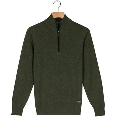 Baileys Trui Half Zip Allover Two-Tone Fine Texture Donker Groen / male