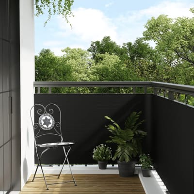 vidaXL - Balkonscherm - 300x90 - cm - poly - rattan - zwart