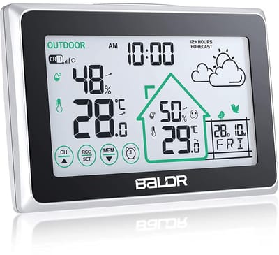Weerstation Draasloos Binnen/Buiten - Draadloze Weerstation - LCD Display - DCF Radioklok - Binnen- en Buitentemperatuurmeter - Voor Thuisgebruik
