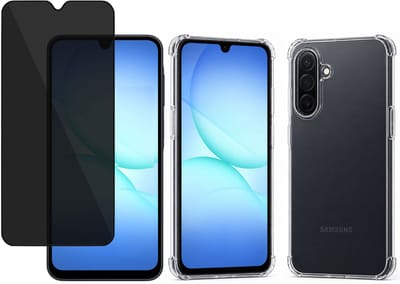 Hoesje met Privacy Screenprotector - Geschikt voor Samsung Galaxy A17 - Extreme Shockproof - Anti Inkijk - Tempered Glass - Transparant - TechNow