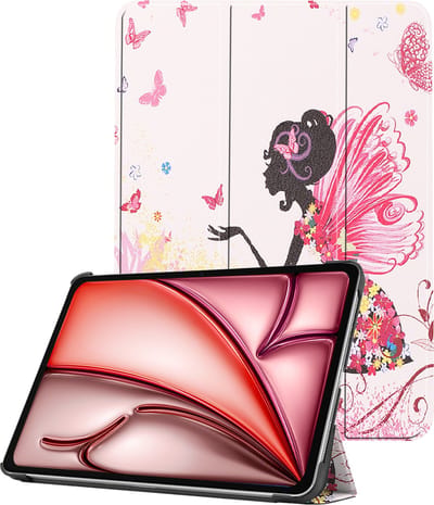 Hoes - Geschikt voor Apple iPad Air (2024/2025/2026) - 11 inch - Dun & Stevig - Trifold Bookcase - Hard Cover - Hardcover Book Case - Tablet Hoesje - Elfje