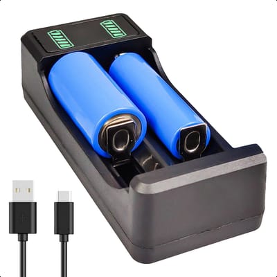 Tech Essentials 2 Slots 18650 Batterij Oplader - USB-C - Li-ion 3,7V - Lithium