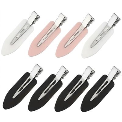 Zwart roze witte haarclips set dames – 8 stuks metalen haarspelden met zachte kunststof coating – antislip haar clip voor dagelijks gebruik