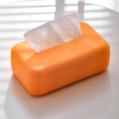 Lichte Luxe Tissuebox Zachte Waterdichte Tissueboxhoes Siliconen Herbruikbare Nat Doekjes Box Houder Badkamer Keuken Papierhouder orange