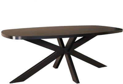 Eettafel Leco deens ovaal 200cm zwart melamine ovale tafel eetkamertafel