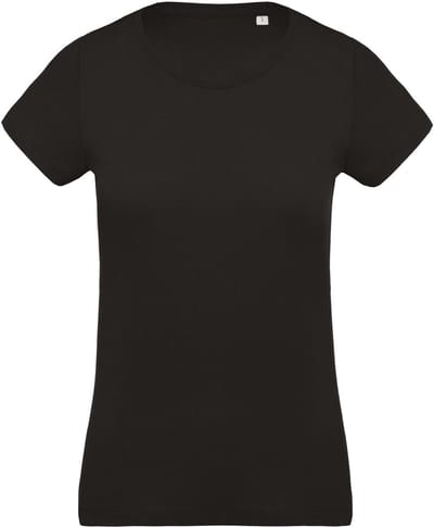 Kariban Dames/dames Organic Crew T-Shirt met halsband (Zwart)