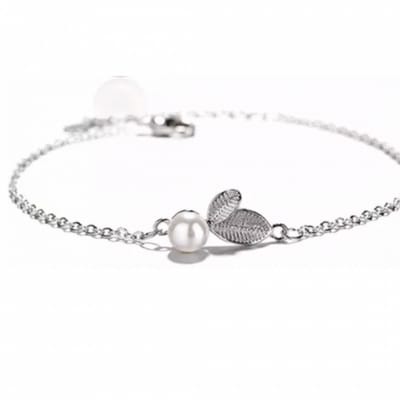 Armband -Carlin -zilverplating- synthetische parel- 17 cm - Charme Bijoux