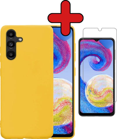Hoesje - Met Screenprotector - Geschikt voor Samsung Galaxy A04s - Sterk & Shockproof - Telefoon Hoes - Back Cover - Siliconen Case - Telefoonhoes - Geel