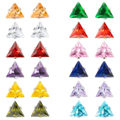 Aramat Jewels | Oorbellen | RVS Zweerknopjes Driehoek Zirkonia - Geometrische Studs | Zilverkleurig / 5 mm / Champagne | |3mm | Staal | Kinderen, Volwassenen | Verkleurd niet