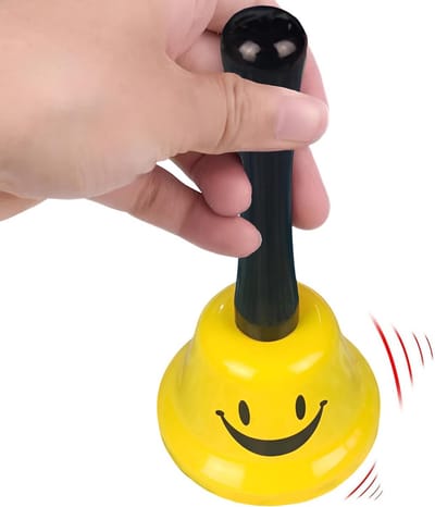 Handbel Metaal - Servicebel Balie - Aandacht Trekken - Helder Geluid - 75 mm Hoog - Willekeurig