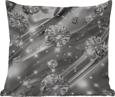 Tuinkussen - Abstract - Diamant - Luxe - Modern - Zilver - 40x40 cm - Weerbestendig
