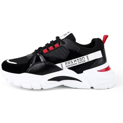 Chaussures de sport pour hommes à la mode et confortables Été Respirantes Chaussures de course pour hommes Tout-terrain Chaussures décontractées pour hommes Résistantes à l'usure 44 noir