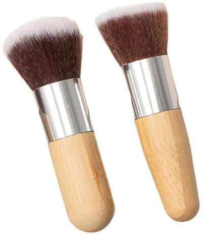 2-delige make-upkwastenset - Geschikt voor vloeibare, crèmige en poedercosmetica - Voor het polijsten, blenden en aanbrengen van make-up - Nagelpoederkwast - Stofverwijderingsborstel - Korte kwasten (ronde kop + platte kop)