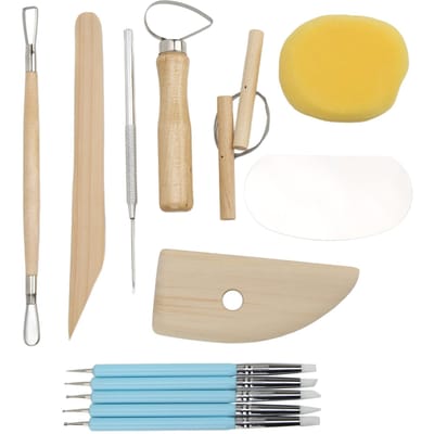 14 Delige Klei Gereedschappen Draagbaar Multifunctioneel DIY Ambachten Pottenbakken Vormgeven Maken Polymeer Klei Gereedschappen voor beige