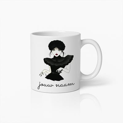 Gotisch Meisje Gepersonaliseerde Koffiemok – Met Jouw Naam en Donkere Stijl – Uniek Cadeau Voor Gothic Liefhebbers