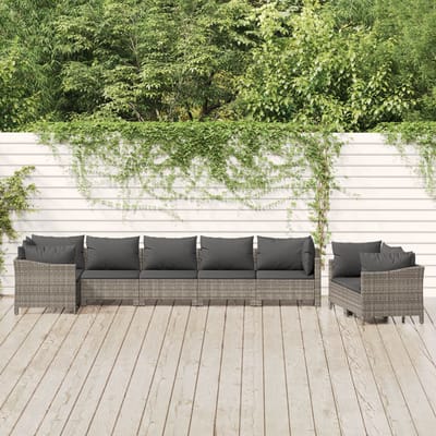 vidaXL - 8-delige - Loungeset - met - kussens - poly - rattan - grijs