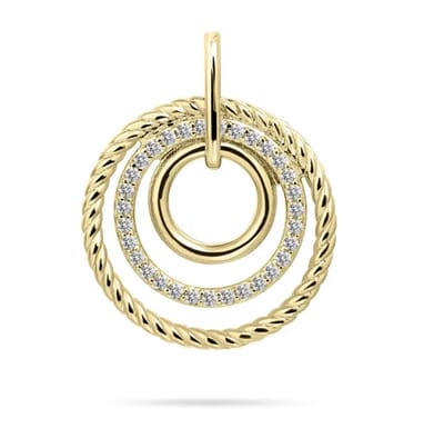Schitterende 14 Karaat Gouden Halsketting met Luxe Hanger Rond Briljanten