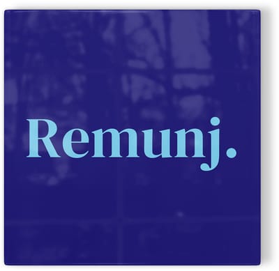 Tegeltje Roermond Remunj. - donkerblauw lichtblauw - tegeltje Roermond - tegeltje met tekst