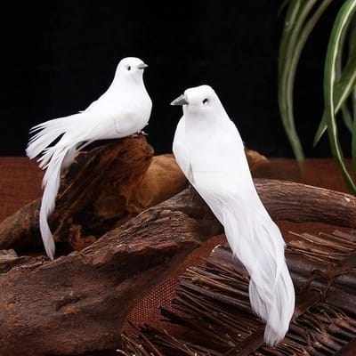 12 stuks Gesimuleerde Veer Vogel en Witte Duif Ornament, Kerst Tuin Decoratie Artefact, Huisdecoratie Romantische Sfeer 12pcs wit