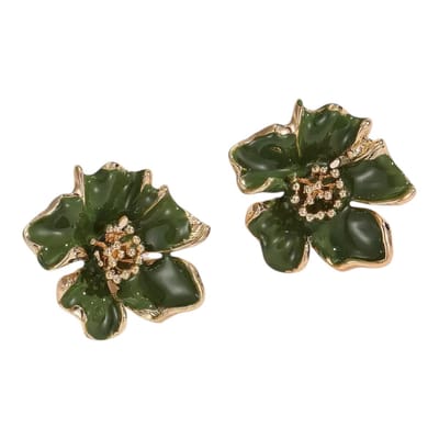 Flower Bloem Oorbellen - Groen | 2,7 x 2,5 cm | Bijoux/Legering | Fashion Favorite