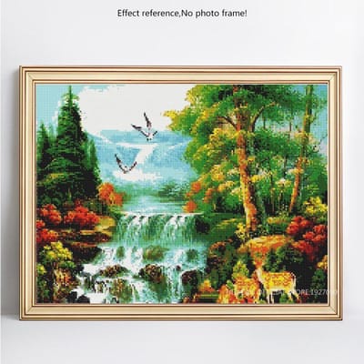 5D Diamantschilderij Scenisch Vol Rond Boom En Vogel Diamant Mozaïek Borduurwerk 20X30 blue