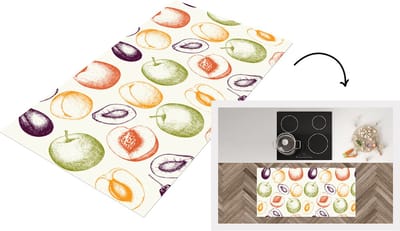 Keukenloper - Loper keuken - Patroon - Eten - Illustratie - 120x60 cm - Keukenloper vinyl