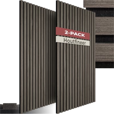 tectake® Akoestische Panelen - Set van 2 - Akoestisch Wandpaneel - 50 x 110 cm - 1,1 m² - Wandpanelen met Aanpasbare Grootte - Lattenwand van MDF en Houtfineer - Geluidsisolatie - Stijlvolle Wanddecoratie - Eenvoudige Montage - Eiken Grijs