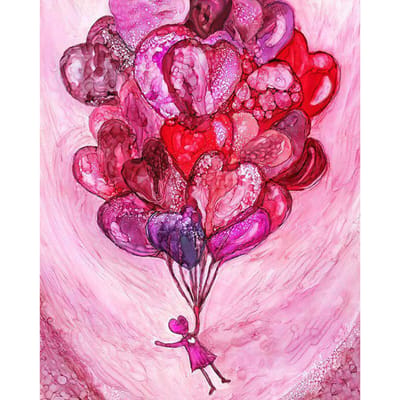 Peinture diamant ronde et circulaire 5D, ballon de rêve, broderie complète, point de croix 20X30CM pink