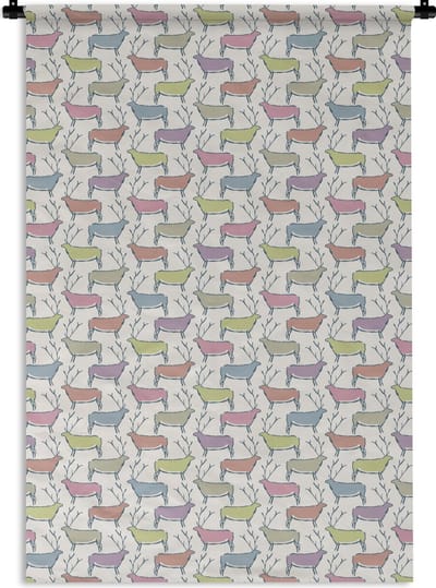 Wandkleed - Wanddoek - Patronen - Hert - Beige - 120x180 cm - Wandtapijt