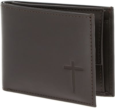 oxmox Leren portemonnee Leather RFID Protect Pocketbörse Freedom Cross Embossed Brown donkerbruin