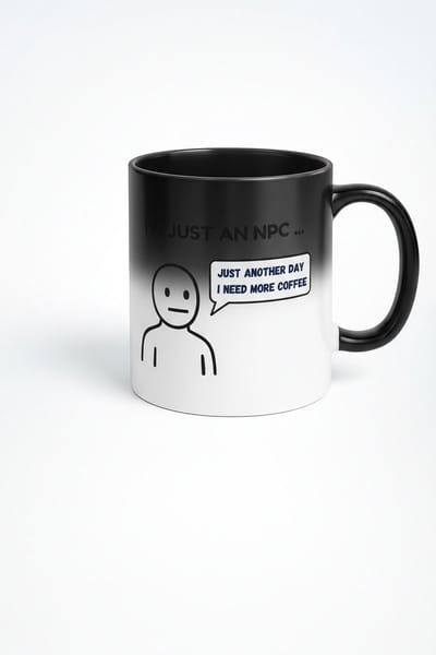 “Ik Ben Gewoon een NPC – Ik Heb Meer Koffie Nodig” Black Magic Mok – 330ml Warmtegevoelige Koffiemok – Grappige Gamer Quote – Perfect Cadeau voor Gamers