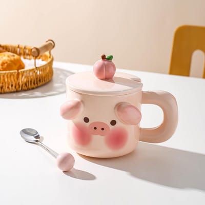 Creatieve Super Schattige Cartoon Keramische Mok Cadeau Huis Beker Koffiekop Waterbeker Stel Ontbijtbeker 401-500ml