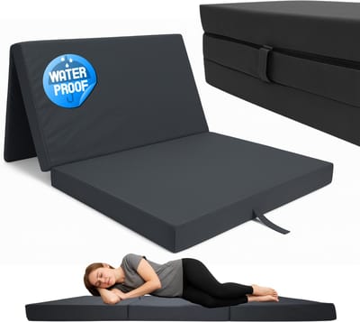 Logeermatras 80x200x10 cm H3 – Waterafstotend Vouwmatras met Draagtas – Opvouwbaar Schuimmatras voor Camper en Logeerkamer – Grafiet