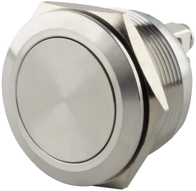 Drukknop RVS Tastend Ø25mm Platte Kop Schroefaansluiting IP65